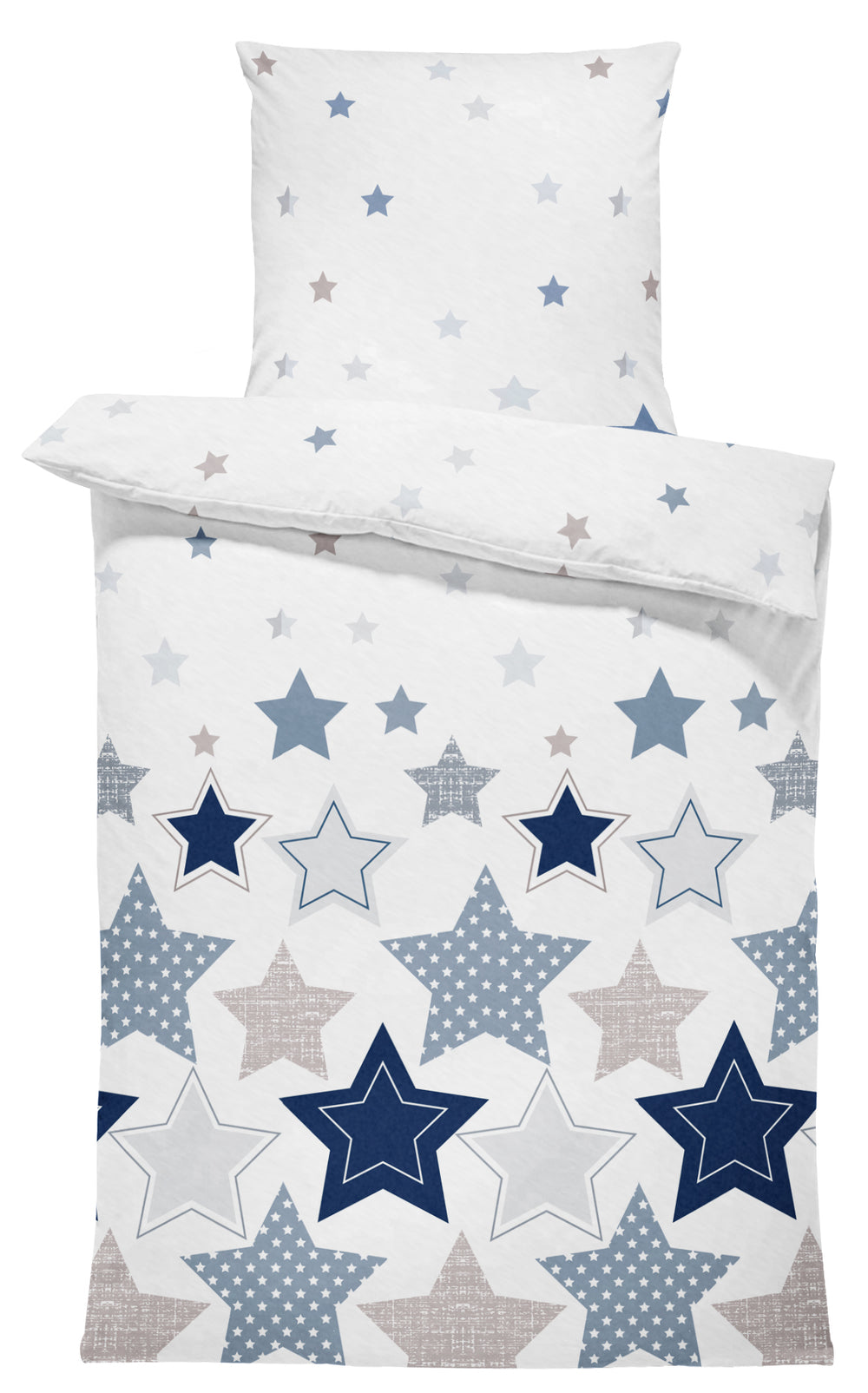 One Home Winter Bettwäsche 135x200 cm Sterne blau weiß Kinder Flausch Warme Fleece