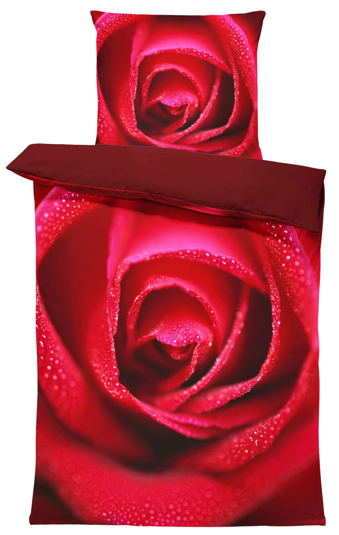 Rosen Bettwäsche 135x200 cm Rose amour rot bordeaux Wende Microfaser