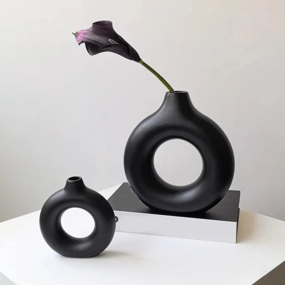 One Home Kunststoff Blumen Vase Modern Home Dekoration Oval Vasen für Wohnung Minimalistisch