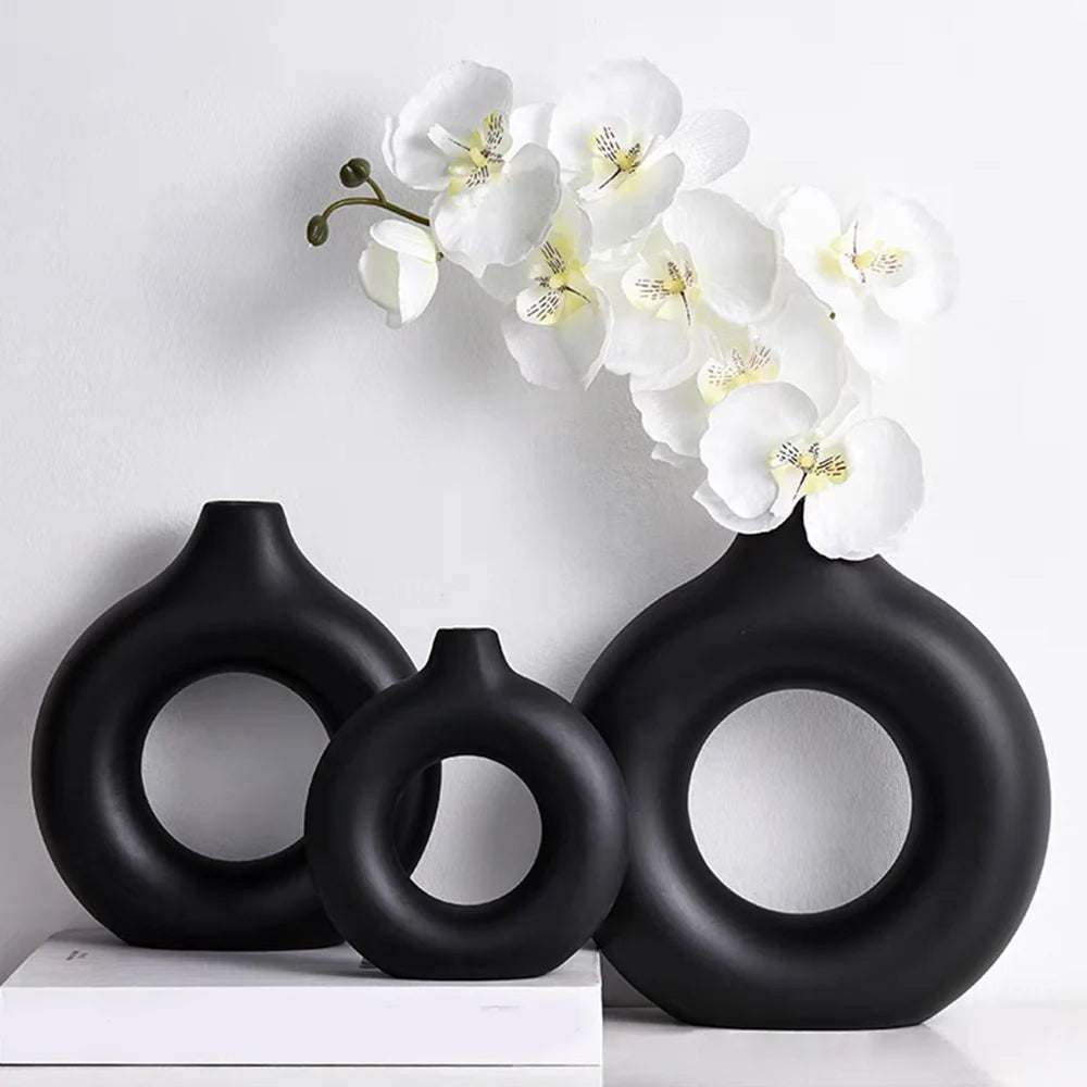 One Home Kunststoff Blumen Vase Modern Home Dekoration Oval Vasen für Wohnung Minimalistisch