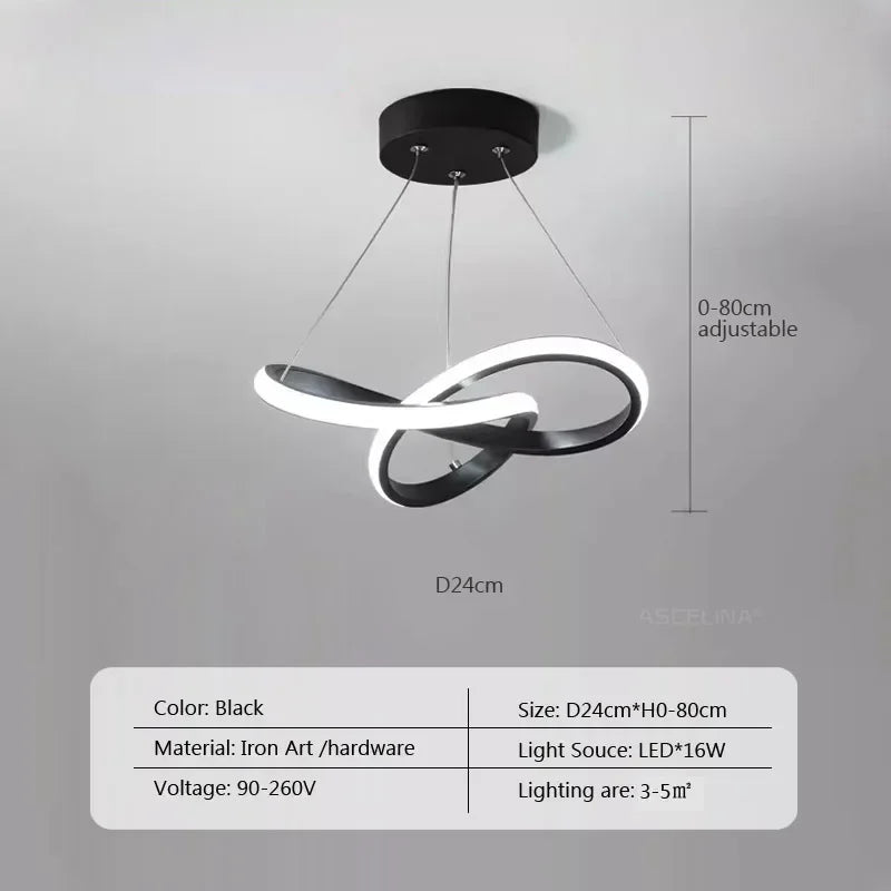 One Home LED Pendelleuchte modern Aluminium Hängelampe Innenbeleuchtung elegant Schwarz 24cm Warmweiß