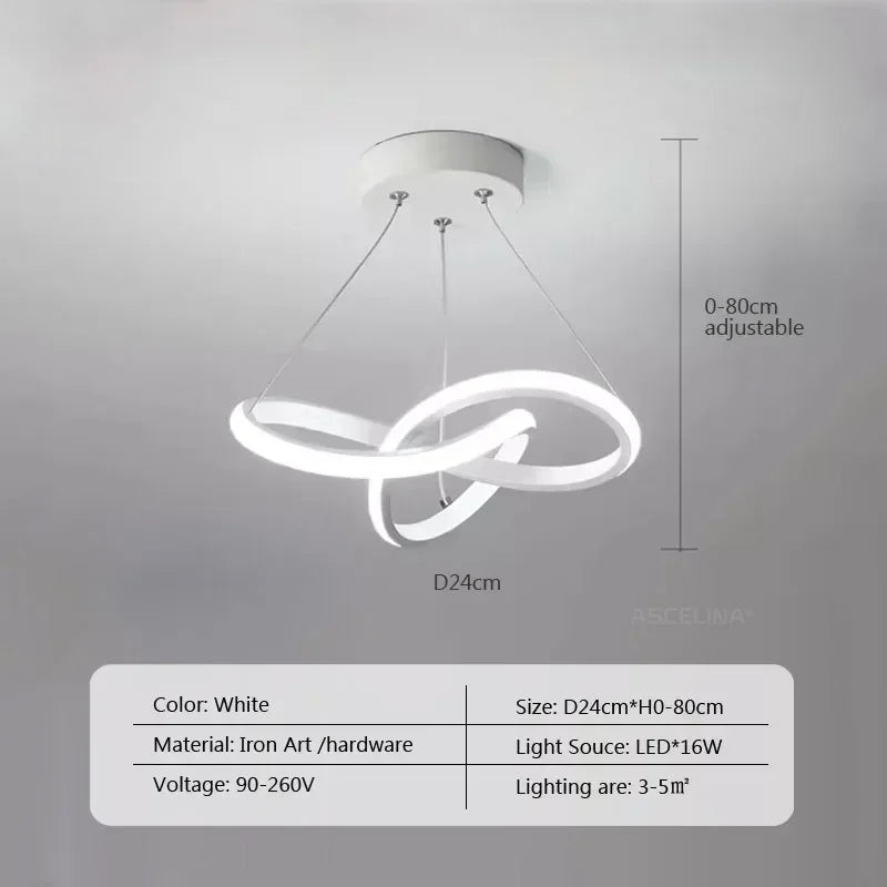 One Home LED Pendelleuchte modern Aluminium Hängelampe Innenbeleuchtung elegant Weiß 24cm Warmweiß