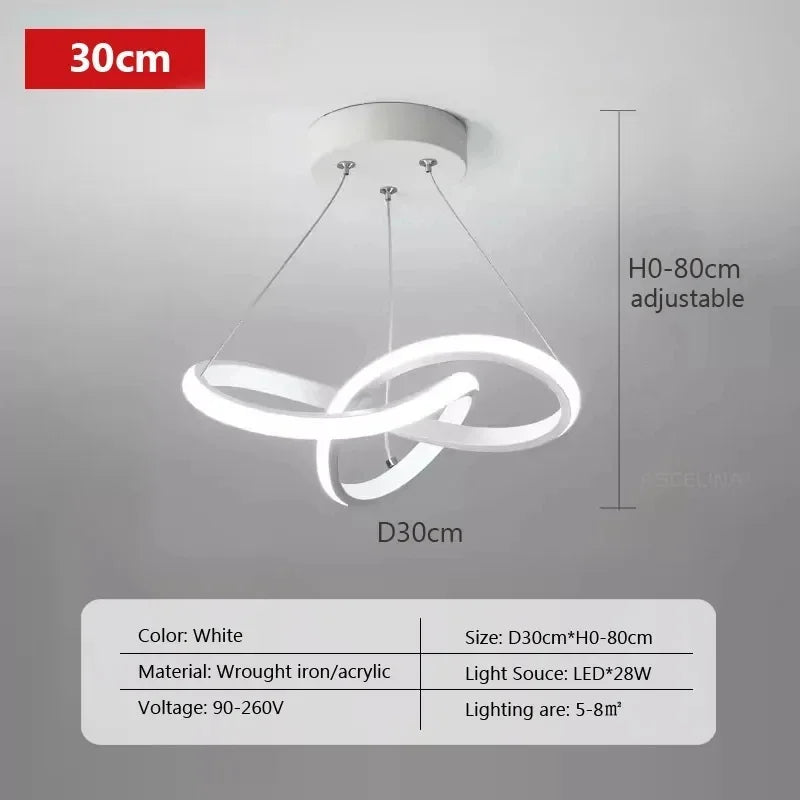 One Home LED Pendelleuchte modern Aluminium Hängelampe Innenbeleuchtung elegant Weiß 30cm Warmweiß