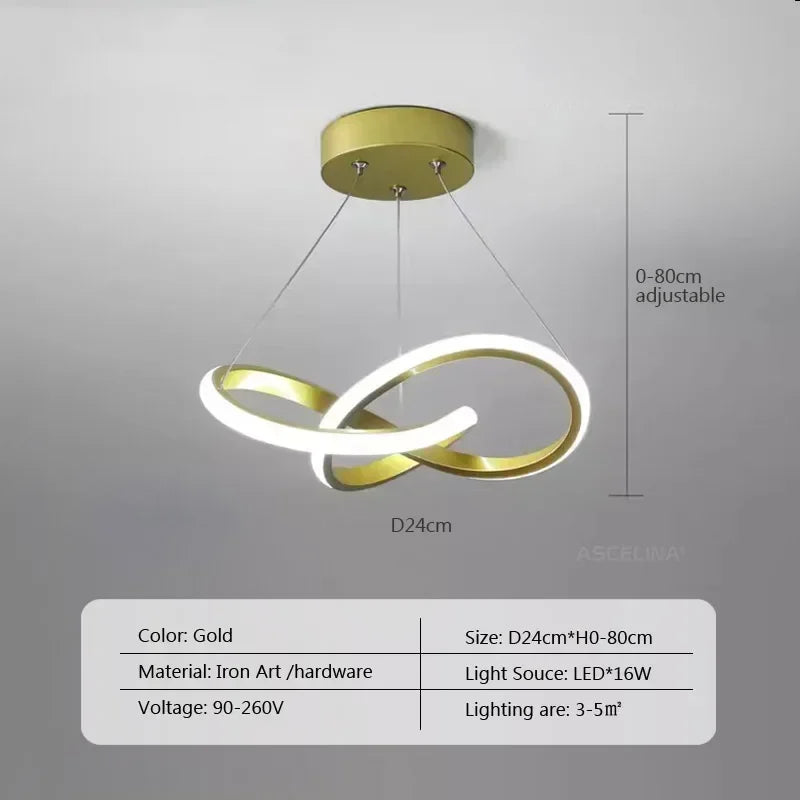 One Home LED Pendelleuchte modern Aluminium Hängelampe Innenbeleuchtung elegant Gold 24cm Warmweiß