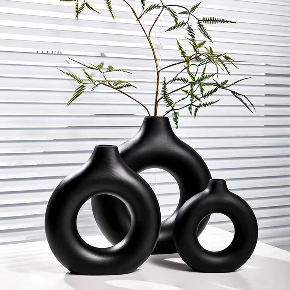 One Home Kunststoff Blumen Vase Modern Home Dekoration Oval Vasen für Wohnung Minimalistisch