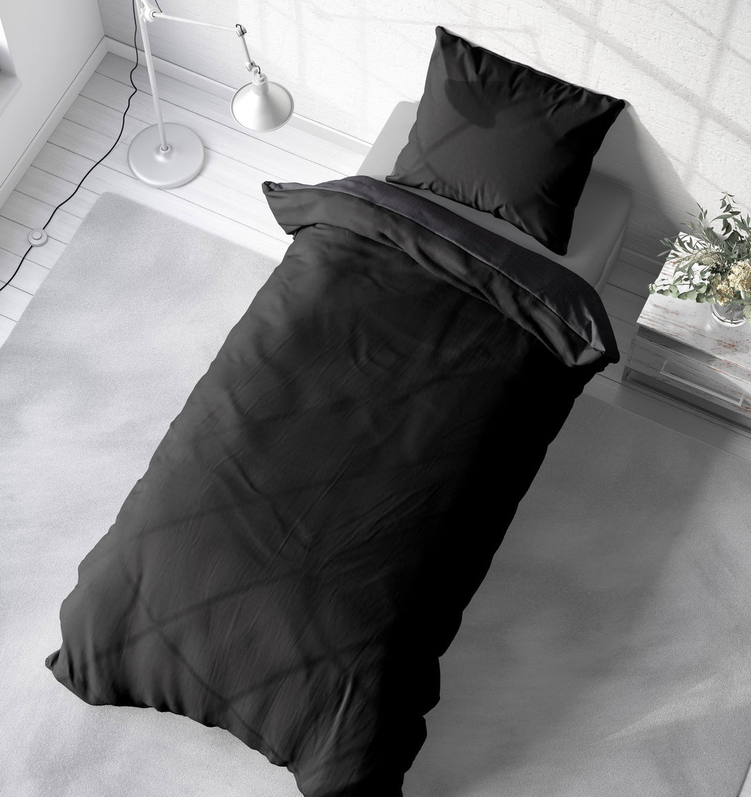 One Home Seersucker Bettwäsche Unifarben Wende Doubleface Sommer Mikrofaser Bettbezüge