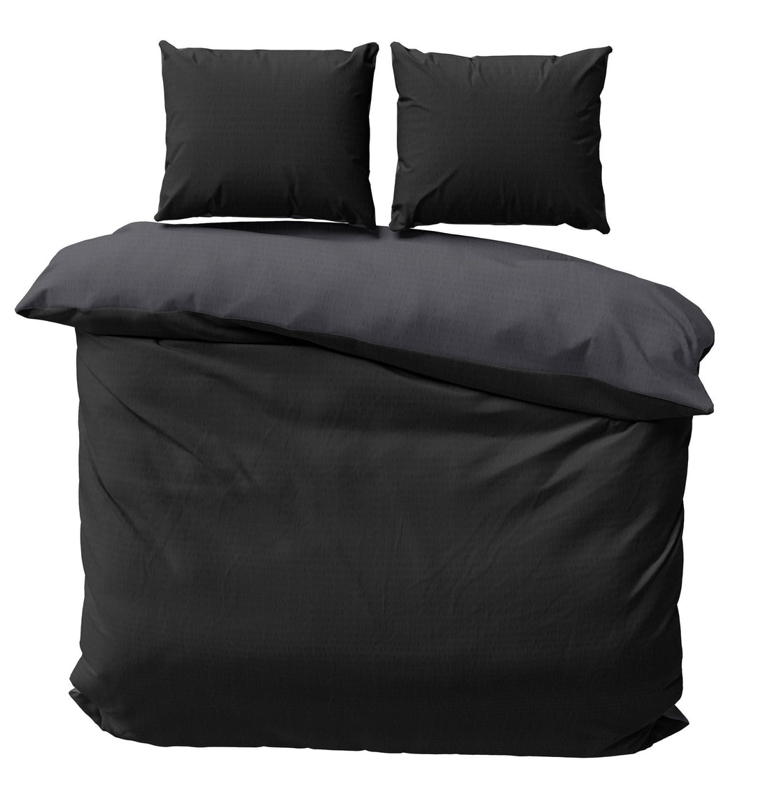 One Home Seersucker Bettwäsche Unifarben Wende Doubleface Sommer Mikrofaser Bettbezüge schwarz