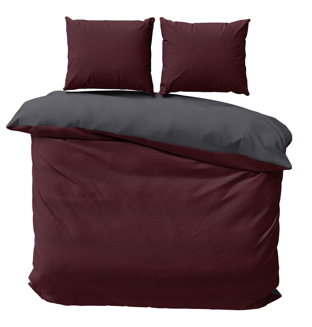 One Home Seersucker Bettwäsche Unifarben Wende Doubleface Sommer Mikrofaser Bettbezüge bordeaux
