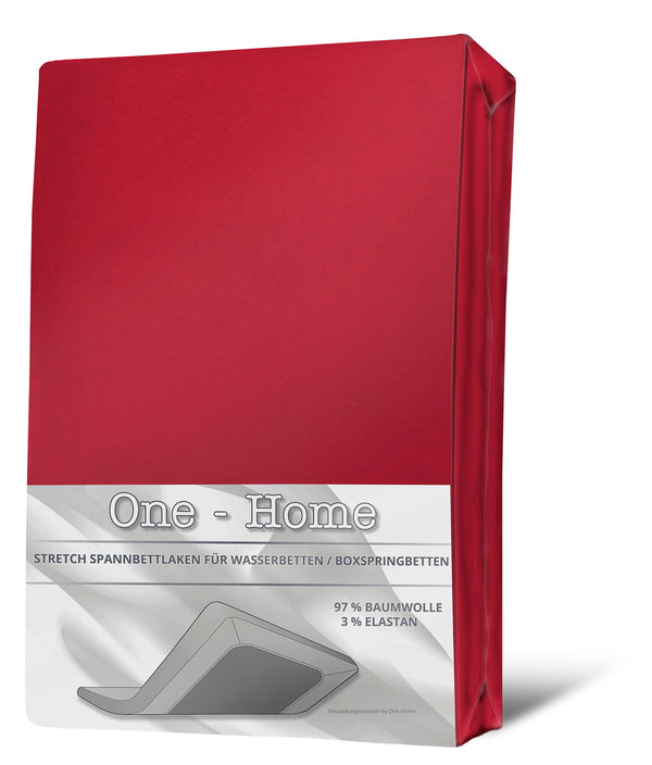 One Home Spannbettlaken 180x200 - 200x220 cm rot Stretch Elasthan Boxspringbett Wasserbett