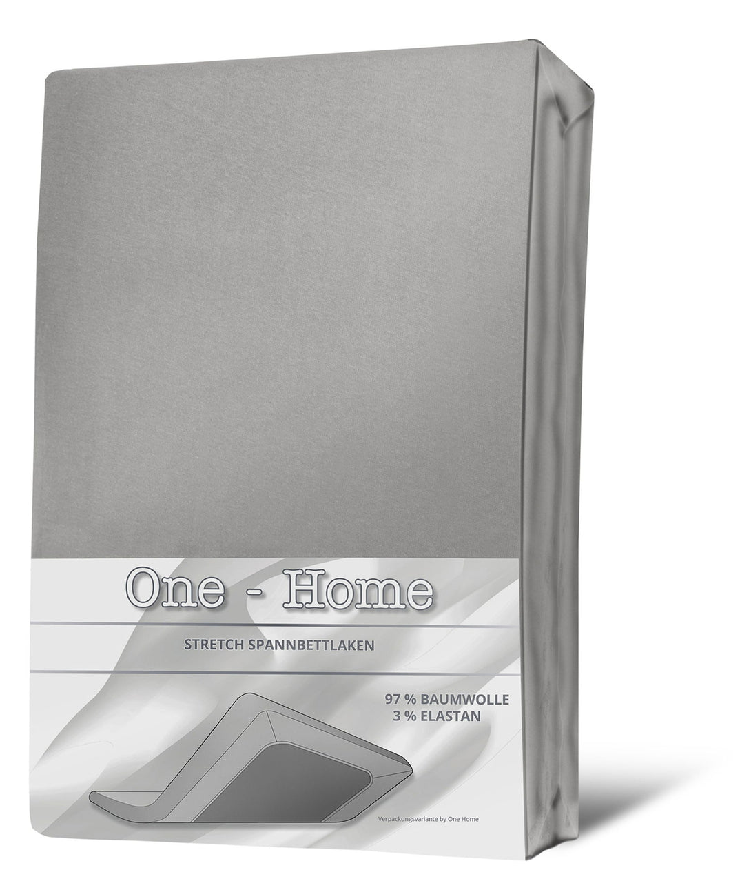 One Home Spannbettlaken 180x200 cm - 200x200 cm silber Elasthan Stretch Weiche Bettlaken