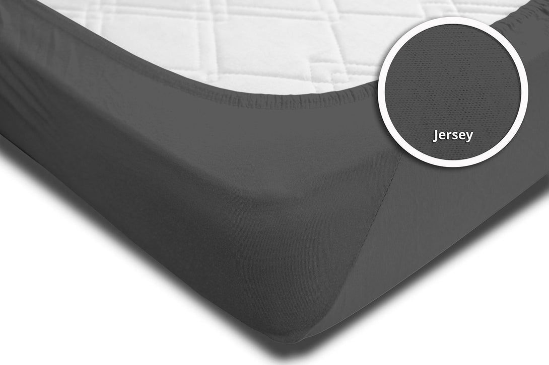 One Home Spannbettlaken 180x200 cm - 200x220 cm anthrazit Jersey Boxspringbett Wasserbett
