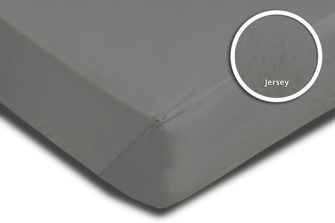 One Home Spannbettlaken 180x200 cm - 200x220 cm grau Jersey Boxspringbett Wasserbett