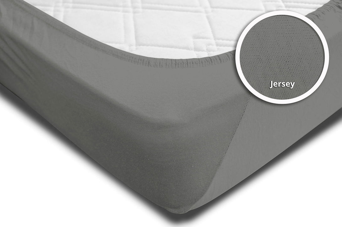 One Home Spannbettlaken 180x200 cm - 200x220 cm grau Jersey Boxspringbett Wasserbett