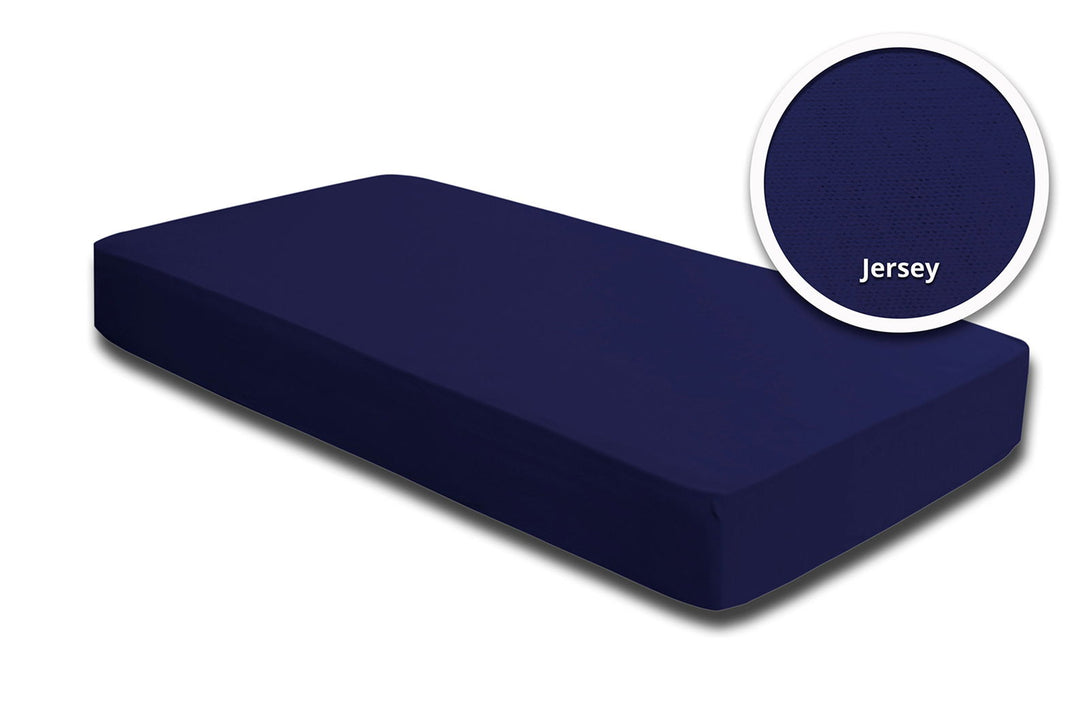 One Home Spannbettlaken 180x200cm - 200x220 cm navy marineblau Jersey Boxspring Wasserbett