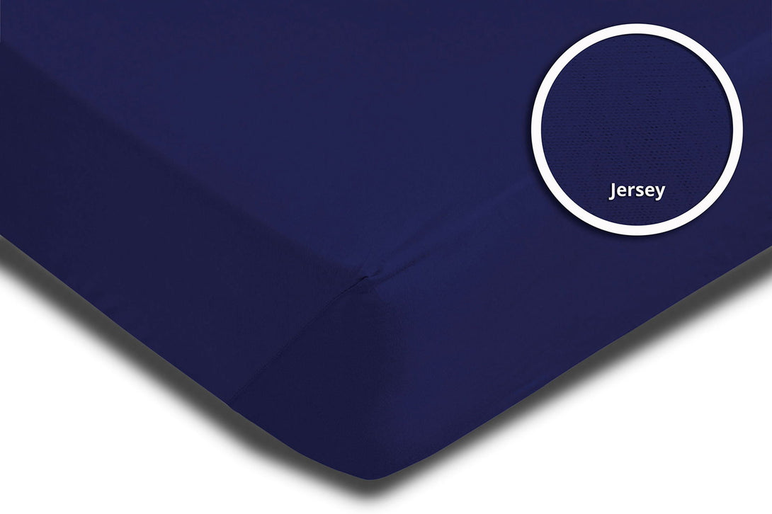 One Home Spannbettlaken 180x200cm - 200x220 cm navy marineblau Jersey Boxspring Wasserbett