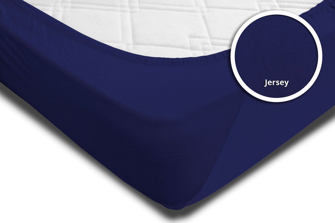 One Home Spannbettlaken 180x200cm - 200x220 cm navy marineblau Jersey Boxspring Wasserbett