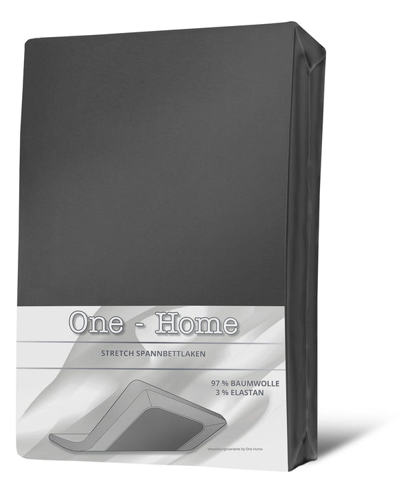 One Home Spannbettlaken 90x200 cm - 100x200 cm anthrazit Elasthan Stretch Weich Bettlaken