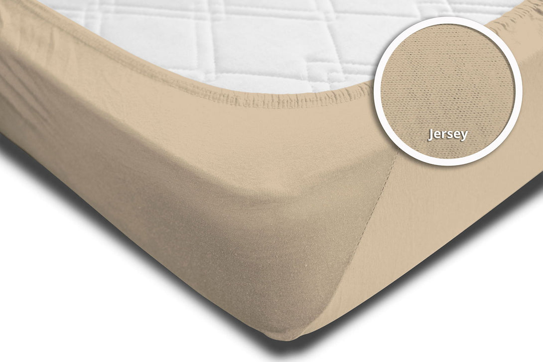 One Home Spannbettlaken Babybett Kinder beige 60x120 cm - 70x140 cm Jersey Baumwolle