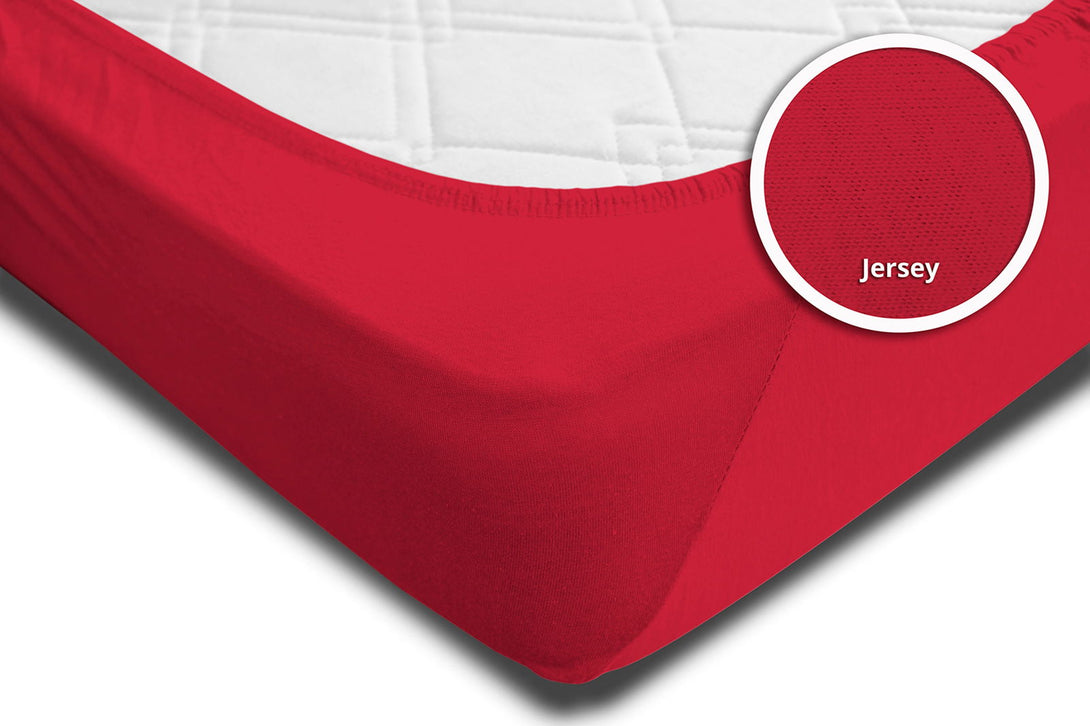 One Home Spannbettlaken Babybett Kinder rot 60x120 cm - 70x140 cm Jersey Baumwolle