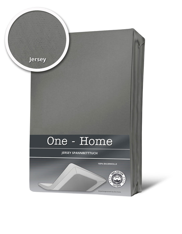 One Home Spannbettlaken Spannbetttuch grau 180x200 cm - 200x200 cm Jersey Baumwolle