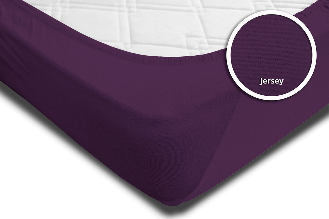 One Home Spannbettlaken Spannbetttuch lila pflaume 140x200 cm - 160x200 cm Baumwolle