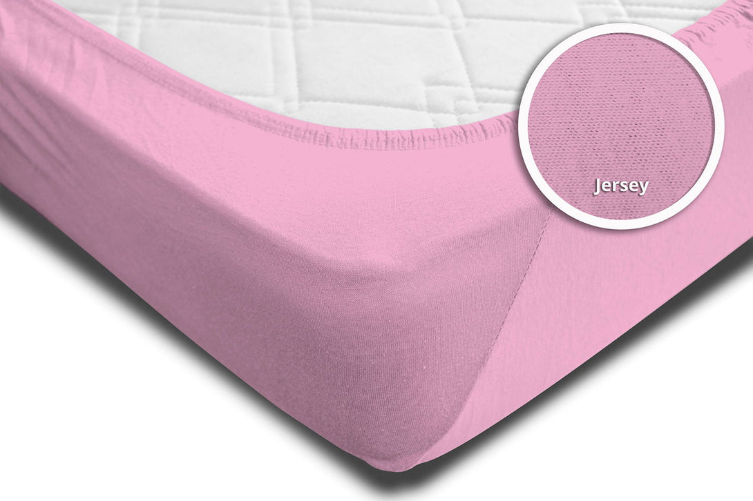 One Home Spannbettlaken Spannbetttuch rosa 90x200 cm - 100x200 cm Jersey Baumwolle