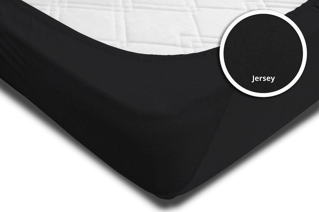 One Home Spannbettlaken Spannbetttuch schwarz 180x200 cm - 200x200 cm Jersey Baumwolle