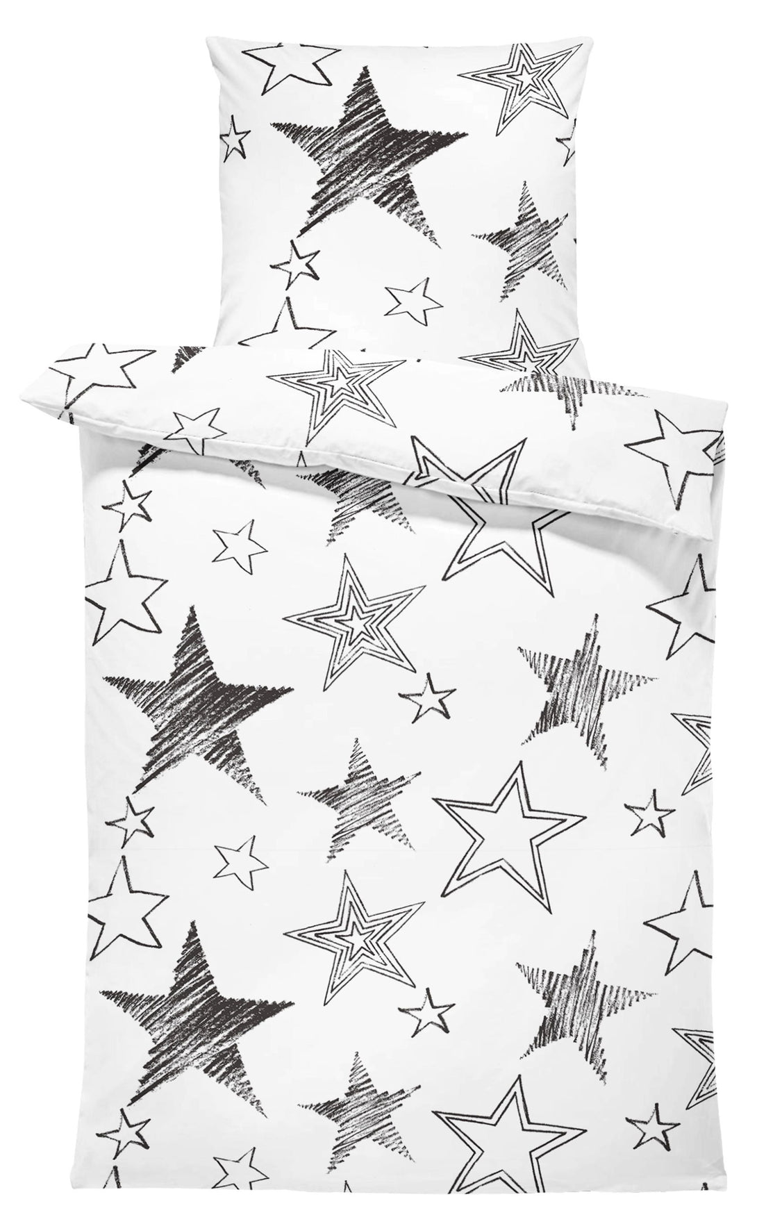One Home Sterne Bettwäsche 135x200 cm Stern Stars schwarz weiß modern Kinder Microfaser