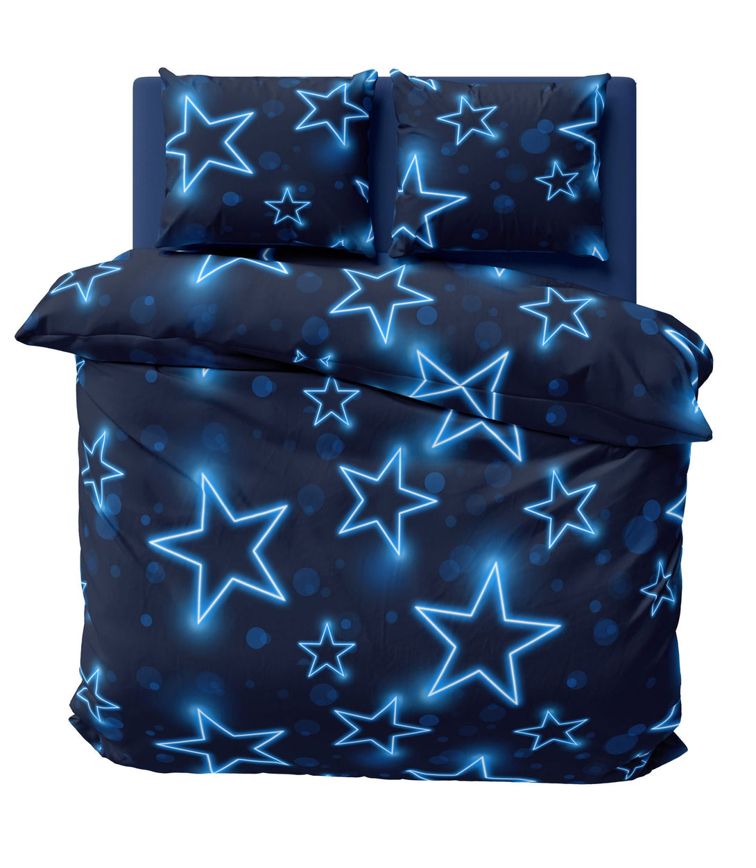 One Home Sterne Bettwäsche 200x200 cm Stern dunkel blau leuchtoptik Doppelbett Microfaser