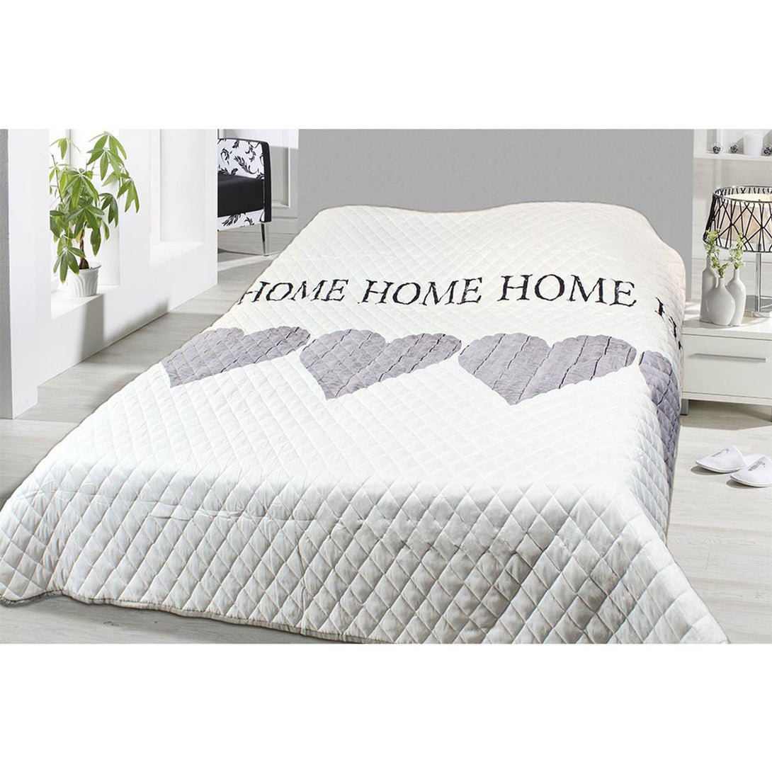 One Home Tagesdecke Bettüberwurf Home Good Night grau weiß gesteppt Wohndecke Steppdecke Home grau