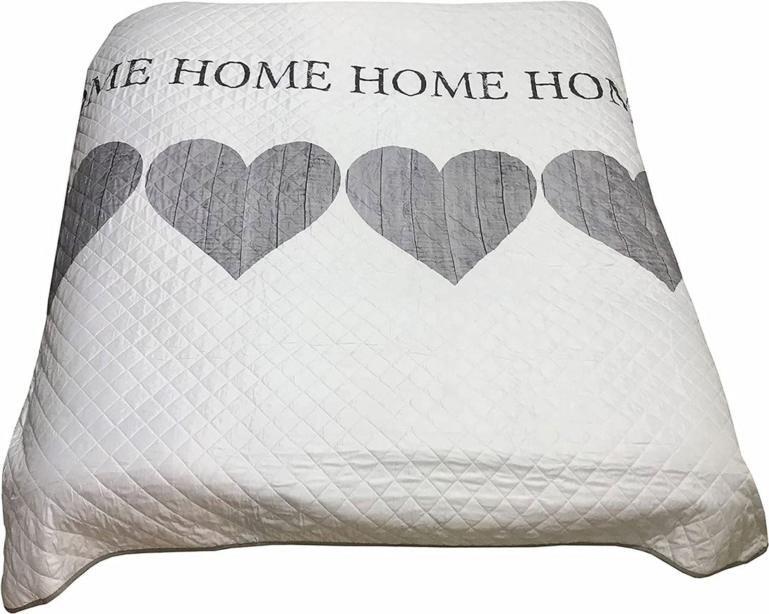 One Home Tagesdecke Bettüberwurf Home Good Night grau weiß gesteppt Wohndecke Steppdecke