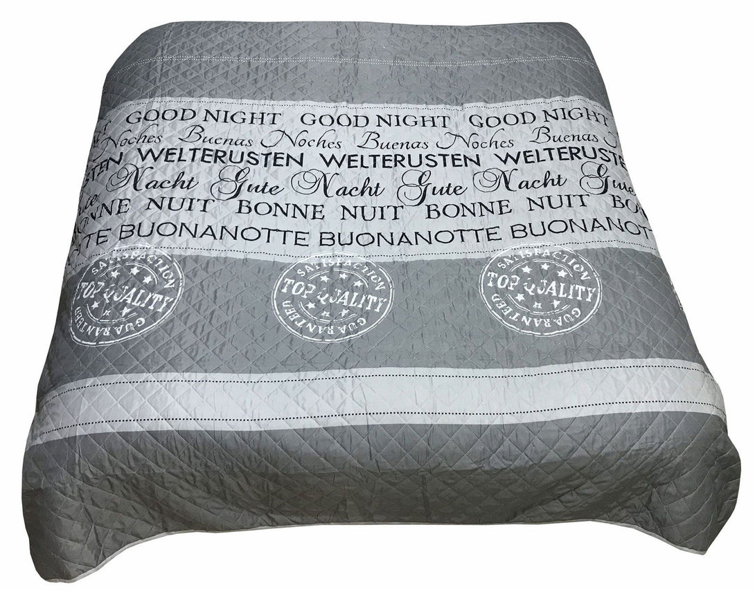One Home Tagesdecke Bettüberwurf Home Good Night grau weiß gesteppt Wohndecke Steppdecke