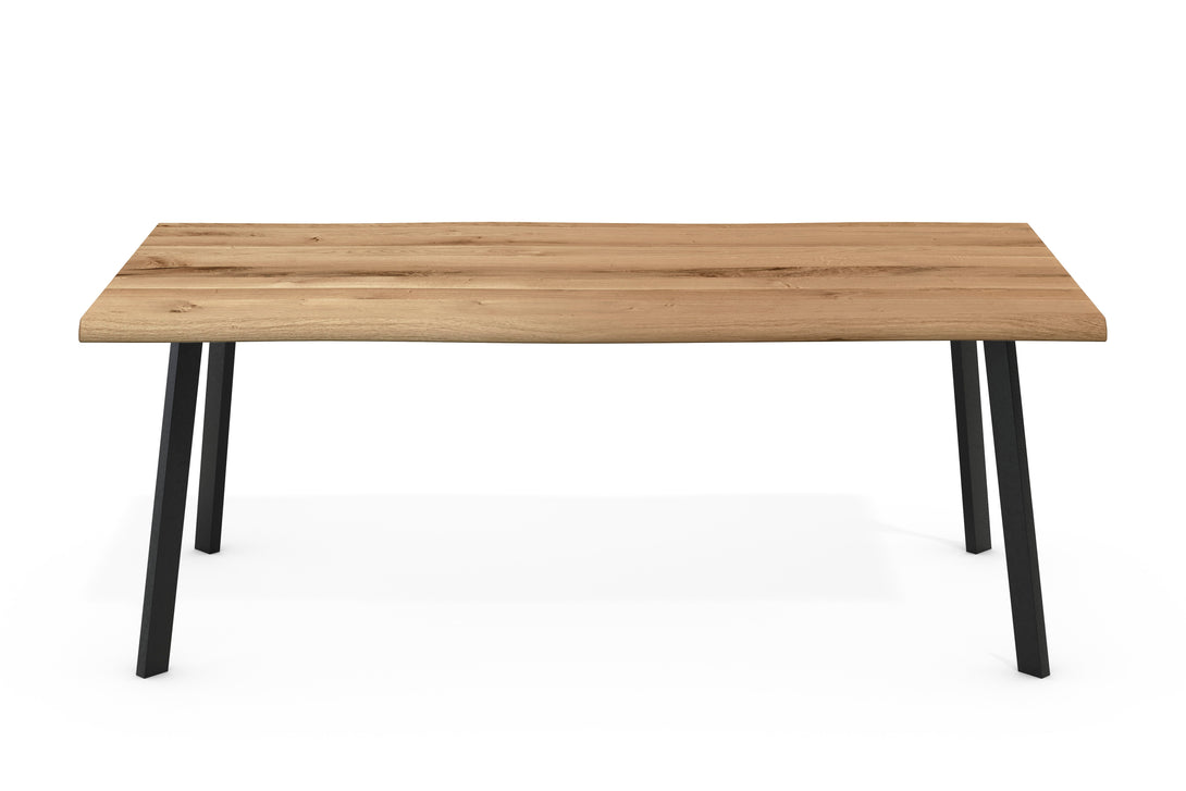 One Home Esstisch Lukas 4 Fuß Gestell schräg Eiche massiv mit Baumkante