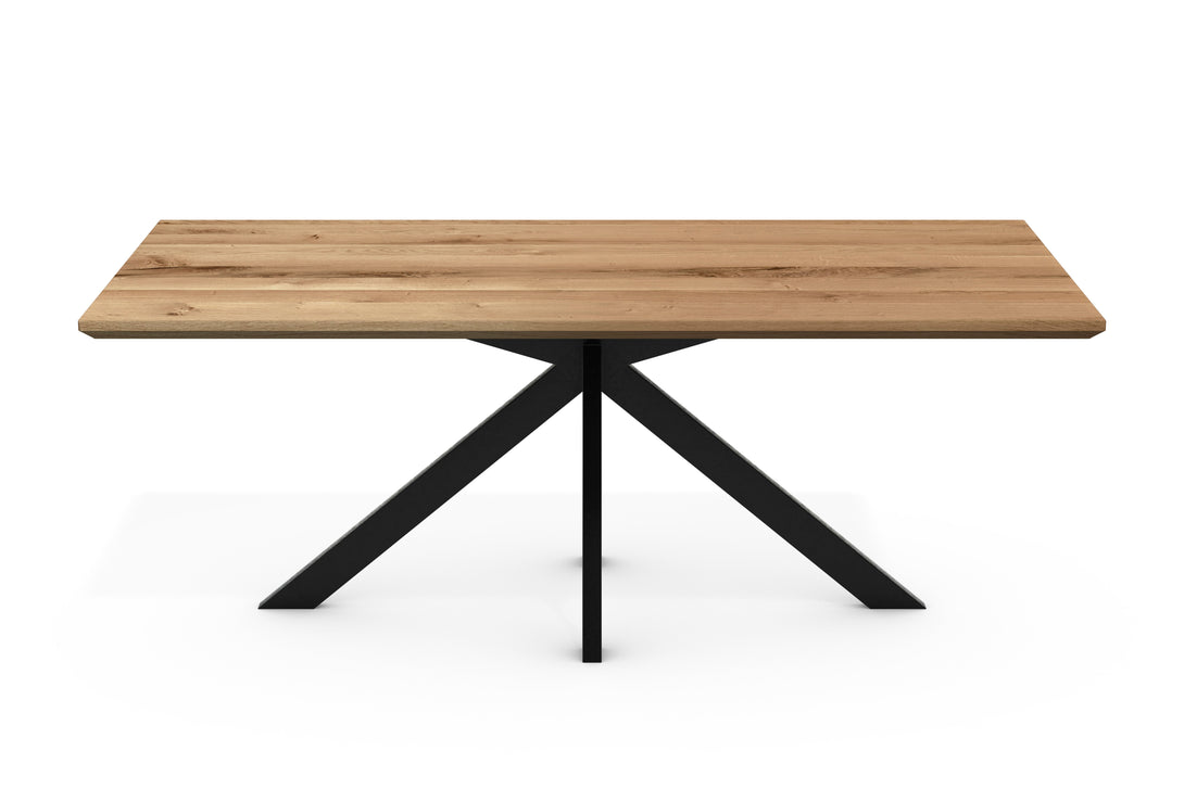 One Home Esstisch Anton mit Schweizer Kante Spider Gestell Eiche wildeiche massiv