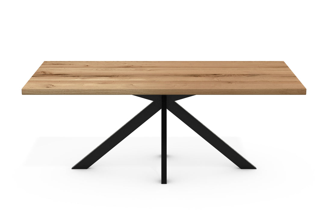 One Home Esstisch Leeds Spider Gestell Eiche wildeiche massiv mit gerader Kante geölt