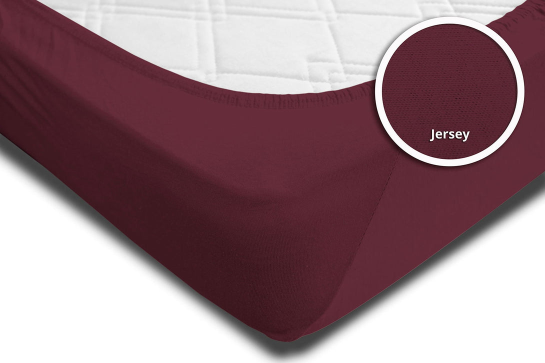 One Home Topper Spannbettlaken Bettlaken bordeaux wein rot 180x200 cm - 200x200 cm Jersey