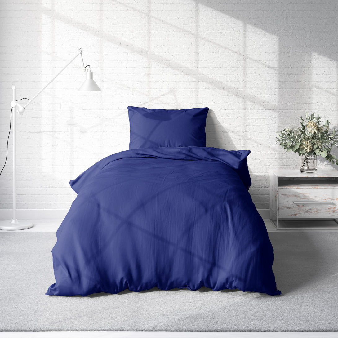 Uni Bettwäsche 155x220 cm blau dunkelblau Einfarbig Renforce Baumwolle