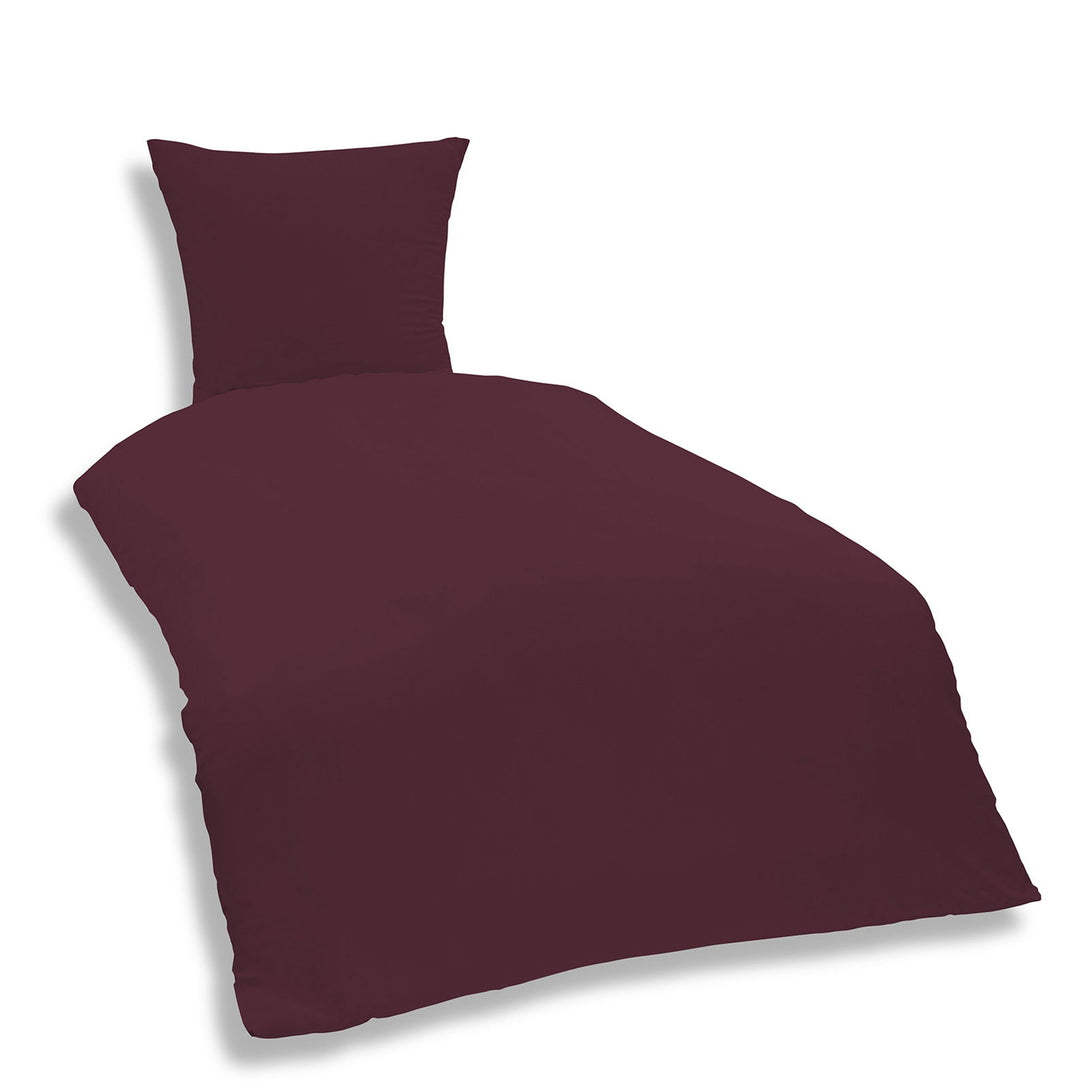One Home Uni Bettwäsche 135x200 cm bordeaux rot Einfarbig Renforce Baumwolle Garnitur