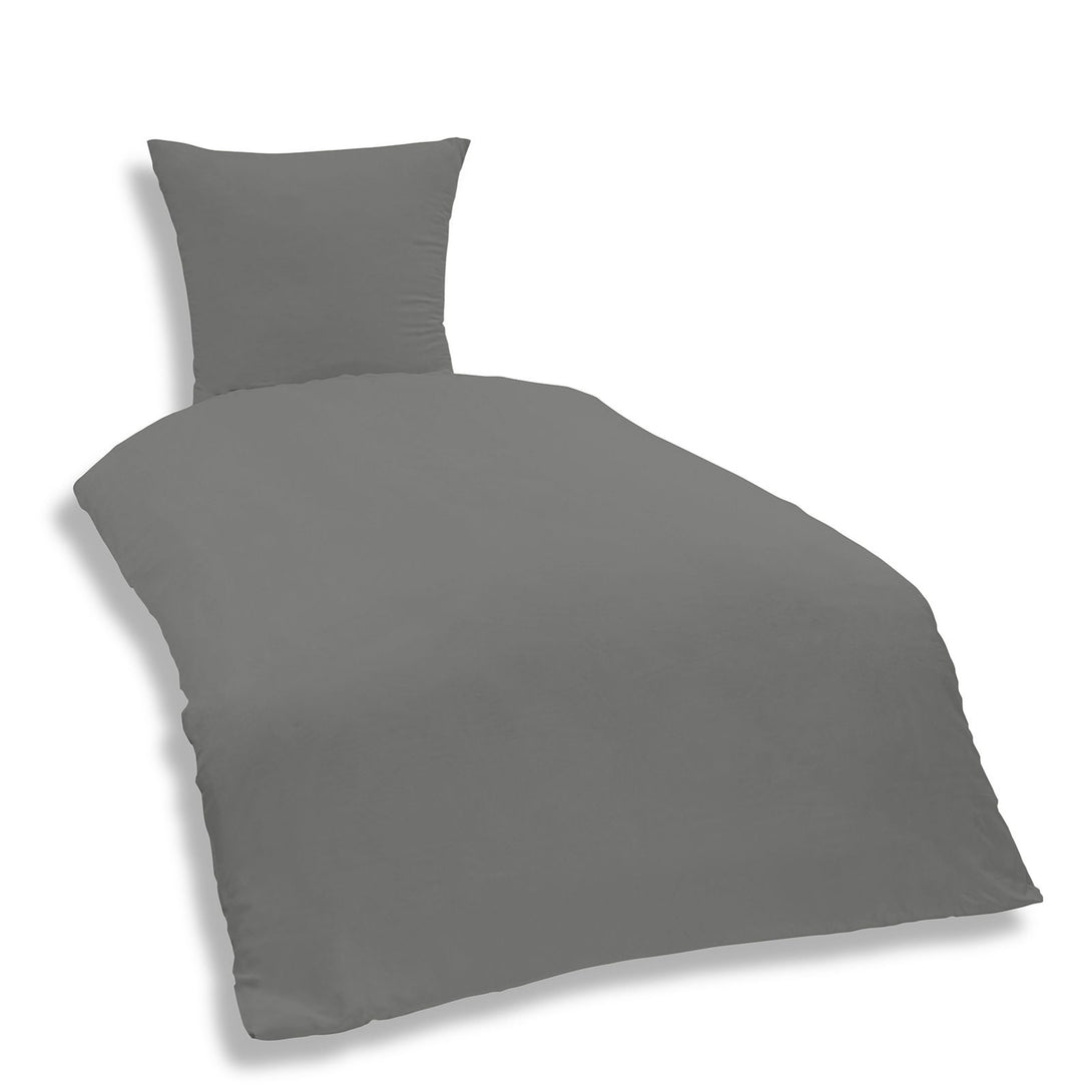 Uni Bettwäsche 135x200 cm grau Einfarbig Renforce Baumwolle Garnitur
