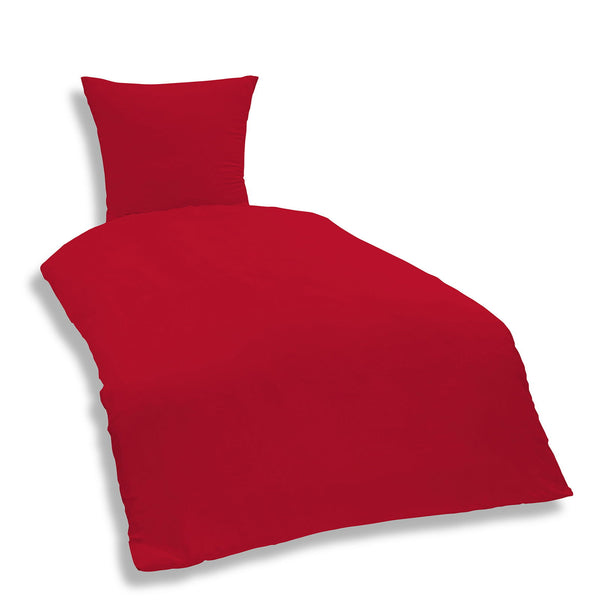 One Home Uni Bettwäsche 135x200 cm rot Einfarbig Renforce Baumwolle Garnitur