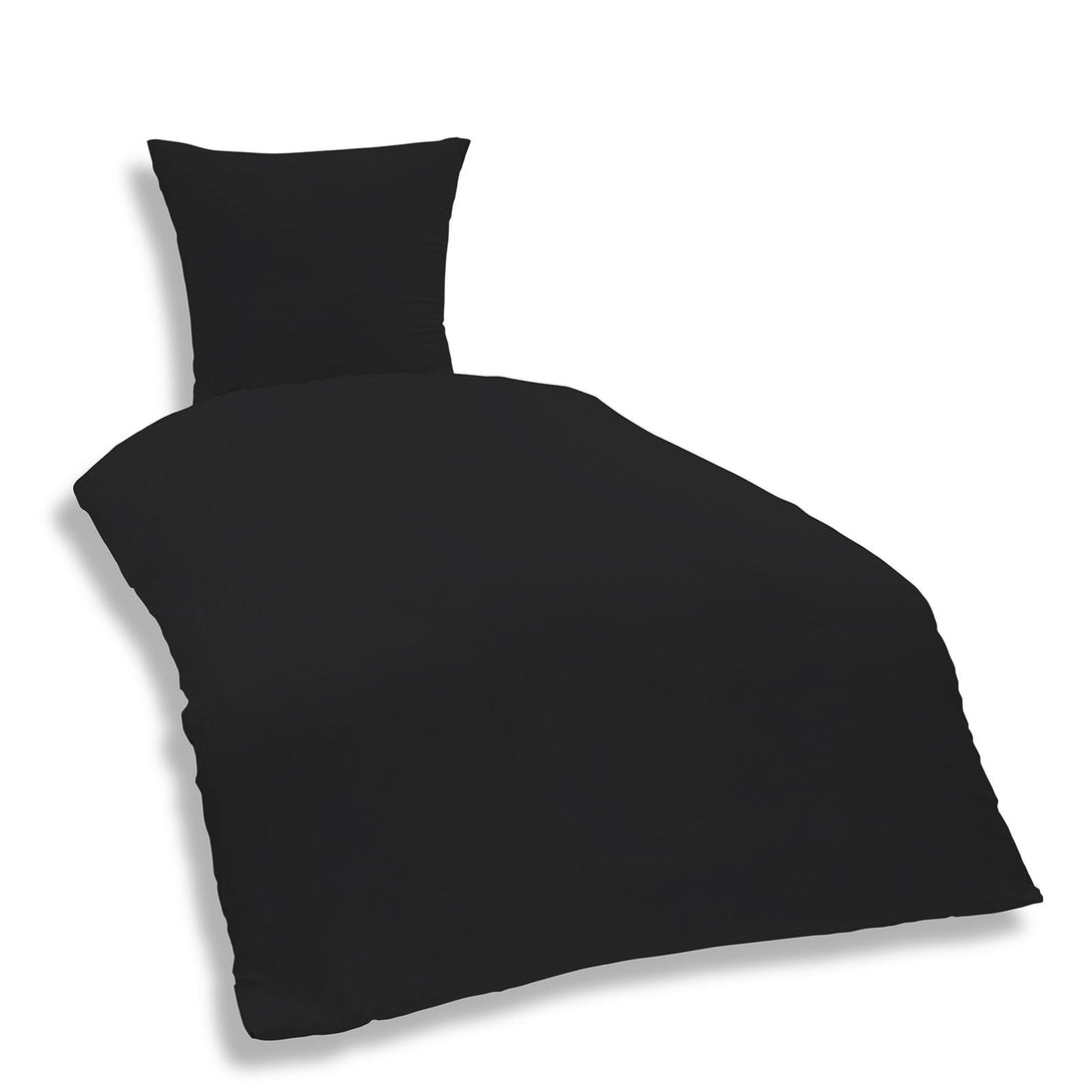 Uni Bettwäsche 135x200 cm schwarz Einfarbig Mikrofaser Garnitur – One Home
