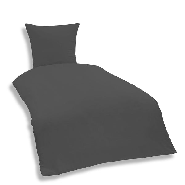 One Home Uni Bettwäsche 155x220 cm anthrazit Einfarbig Übergröße Renforce Baumwolle