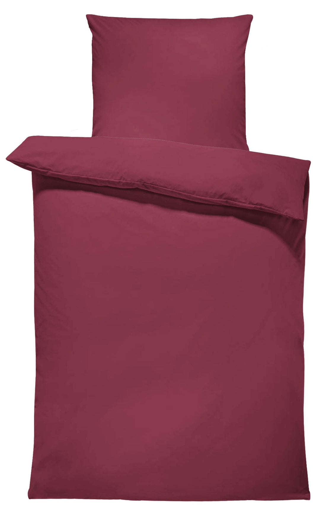 One Home Uni Bettwäsche 155x220 cm bordeaux rot Einfarbig Renforce Baumwolle Übergröße