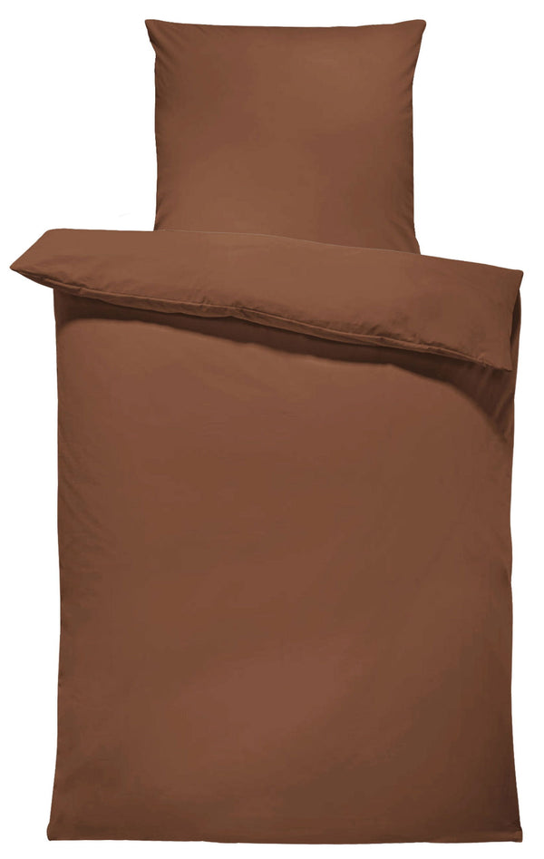 One Home Uni Bettwäsche 155x220 cm braun Einfarbig Renforce Baumwolle Übergröße
