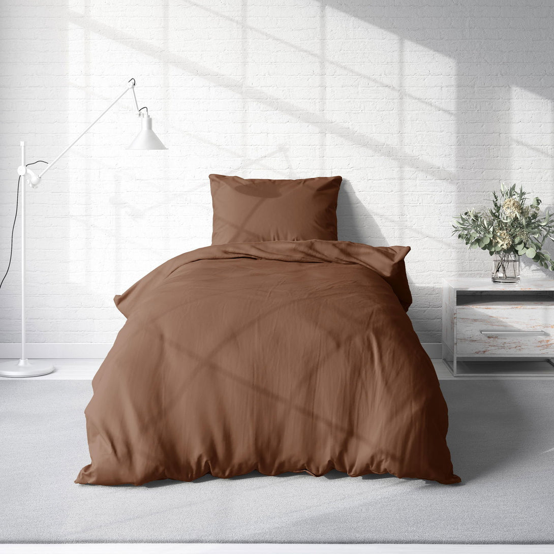 Uni Bettwäsche 155x220 cm braun Einfarbig Renforce Baumwolle Übergröße