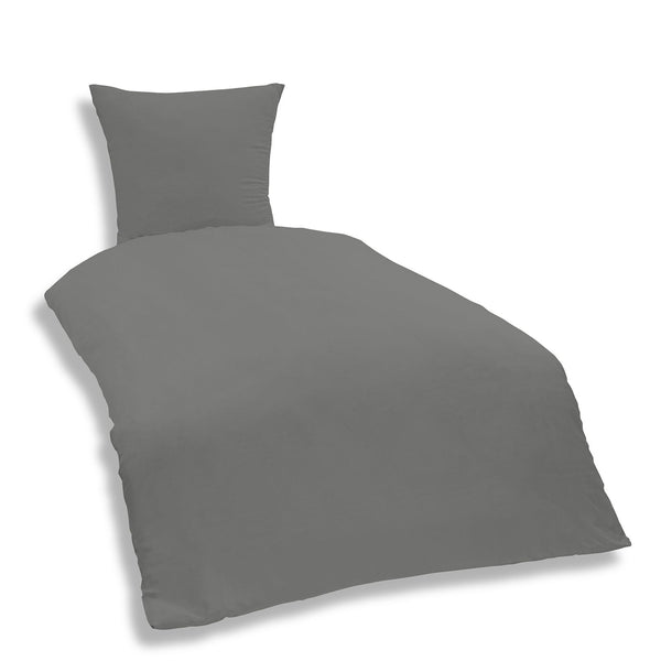One Home Uni Bettwäsche 155x220 cm grau Einfarbig Übergröße Renforce Baumwolle