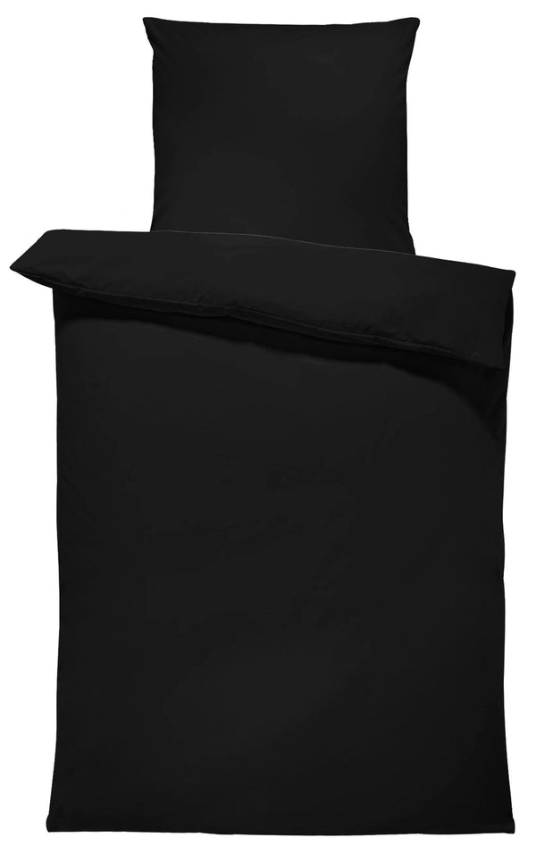One Home Uni Bettwäsche 155x220 cm schwarz Einfarbig Renforce Baumwolle Übergröße