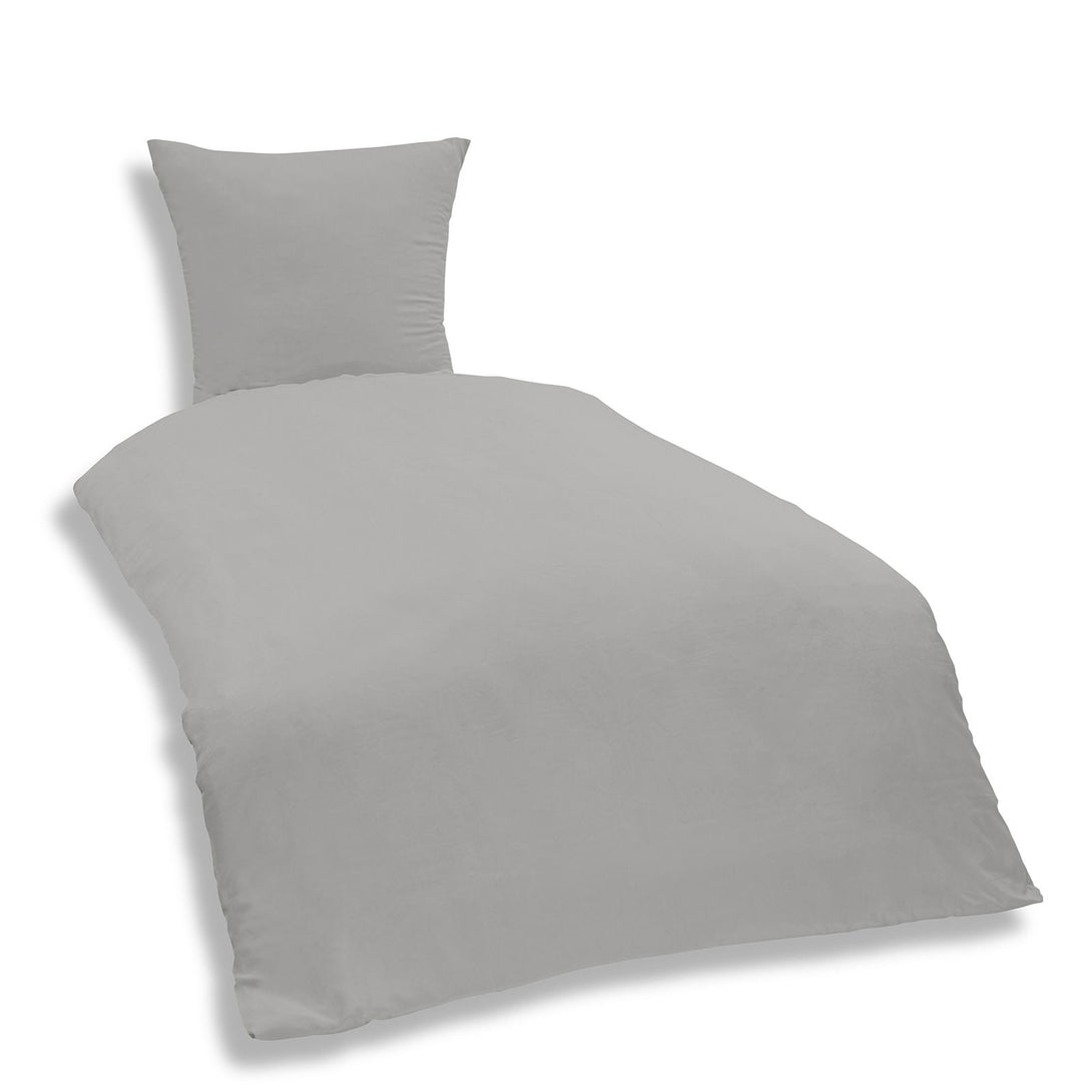 One Home Uni Bettwäsche 155x220 cm silber Einfarbig Übergröße Renforce Baumwolle