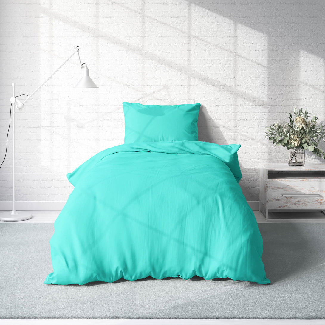 One Home Uni Bettwäsche 155x220 cm türkis hellblau Einfarbig Renforce Baumwolle Übergröße