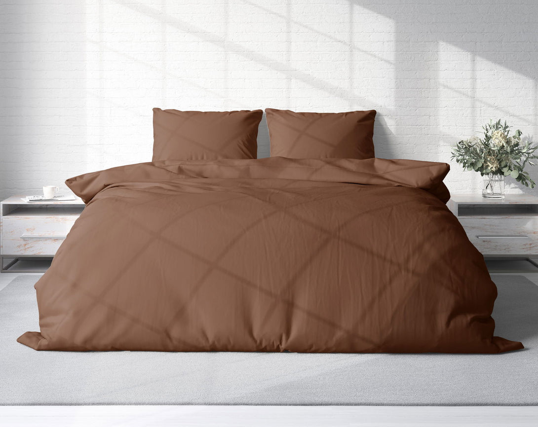 One Home Uni Bettwäsche 200x200 cm braun schoko Doppelbett Einfarbig Renforce Baumwolle